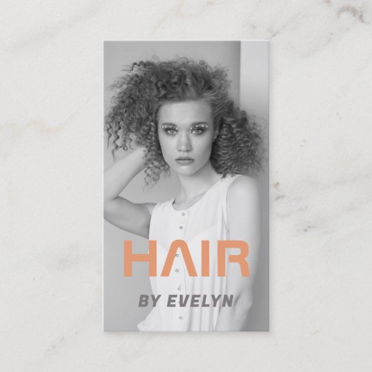 Zwart Wit Foto Haar QR Code Visitekaartje (Voorkant)