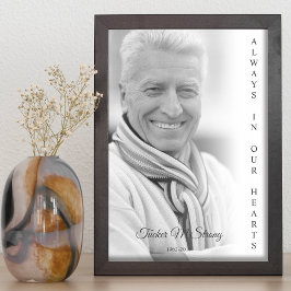 Zwart & Wit Foto Herdenkings Uitvaartdienst Poster