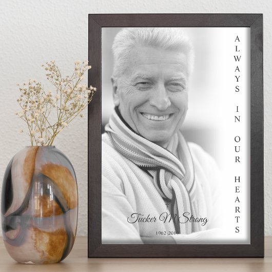 Zwart & Wit Foto Herdenkings Uitvaartdienst Poster