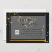 Zwart Wit Foto Huwelijks Uitnodiging QR Code Bewaa (Voorkant)