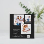 Zwart Wit FOTO Huwelijks Uitnodiging QR Code Bewaa (Staand voorkant)