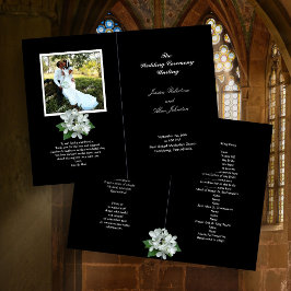 Zwart-wit foto-huwelijksprogramma gevouwen