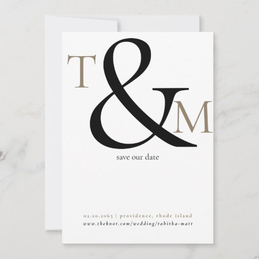 Zwart & Wit Foto Initialen Moderne bruiloft Save The Date (Voorkant)