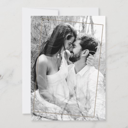 Zwart & Wit Foto Initialen Moderne bruiloft Save The Date (Achterkant)