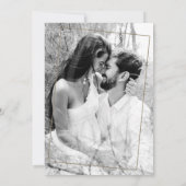 Zwart-wit foto initiële moderne bruiloft save the date (Achterkant)
