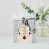 Zwart & Wit Foto Ivoor Monogram Save the Date Briefkaart (Staand voorkant)