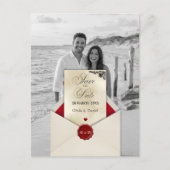 Zwart & Wit Foto Ivoor Monogram Save the Date Briefkaart (Voorkant)