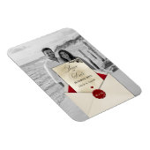 Zwart & Wit Foto Ivoor Monogram Save the Date Magneet (Rechterzijde)
