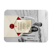 Zwart & Wit Foto Ivoor Monogram Save the Date Magneet (Horizontaal)