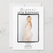 Zwart & Wit Foto Lijst Trendy Verjaardag Kaart (Voorkant)