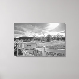 Zwart-wit foto mailboxen Country Road Art Canvas Afdruk