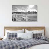 Zwart-wit foto mailboxen Country Road Art Canvas Afdruk (Insitu (Slaapkamer))