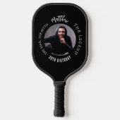 Zwart wit foto man myth legende pickleball paddle (Achterkant)