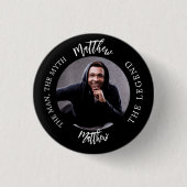 Zwart wit foto man mythe legende naam ronde button 3,2 cm (Voorkant)