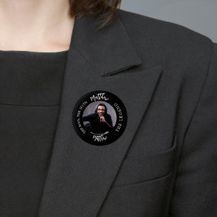 Zwart-wit foto man mythe legende naam ronde button 3,2 cm