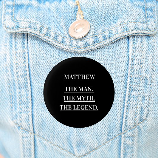 Zwart-wit foto man mythe legende ronde button 3,2 cm