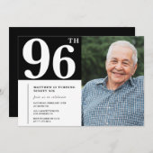 Zwart-wit foto Mannen 96e verjaardag Uitnodiging (Voorkant / Achterkant)