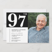 Zwart-wit foto Mannen 97e verjaardag Uitnodiging (Voorkant)