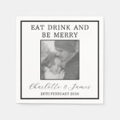 Zwart-wit foto met grens bruiloft servet (Voorkant)