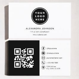 Zwart-wit foto met QR-code Social Media Visitekaartje
