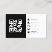 Zwart-wit foto met QR-code Social Media Visitekaartje (Achterkant)