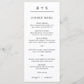 Zwart-wit foto minimalistische monogram bruiloft menu (Voorkant)