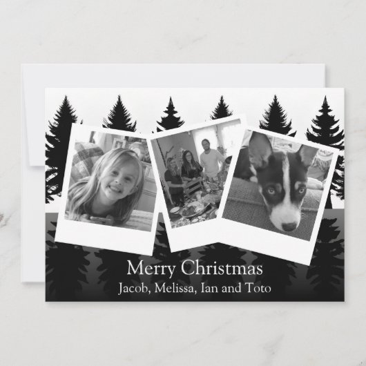 Zwart-wit foto modern Kerstmis Feestdagenkaart (Voorkant)