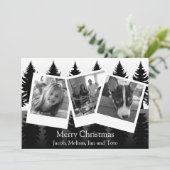 Zwart-wit foto modern Kerstmis Feestdagenkaart (Staand voorkant)