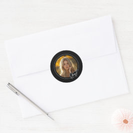 Zwart Wit Foto Modern Script Afstudeerder Afstuder Ronde Sticker
