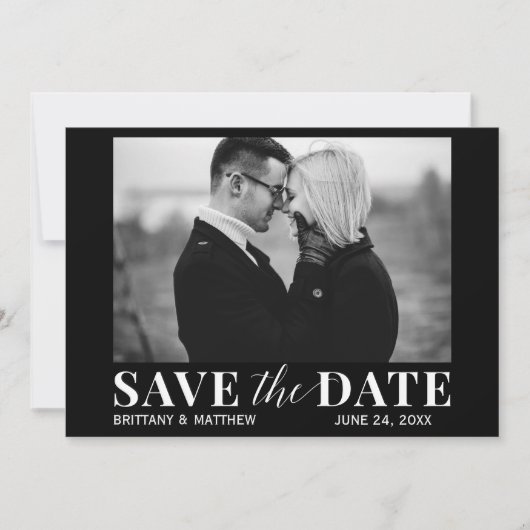 Zwart-wit foto Modern Trendy Save The Date (Voorkant)
