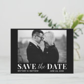 Zwart-wit foto Modern Trendy Save The Date (Staand voorkant)
