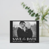 Zwart-wit foto Modern Trendy Save The Date Briefkaart (Staand voorkant)