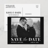 Zwart-wit foto Modern Trendy Save The Date Briefkaart (Voorkant / Achterkant)