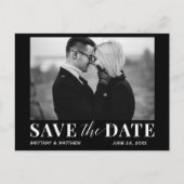 Zwart-wit foto Modern Trendy Save The Date Briefkaart (Voorkant)