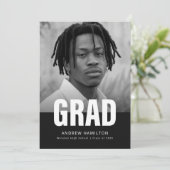 Zwart-wit foto Moderne Afstuderen Aankondiging (Staand voorkant)