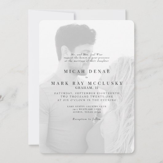 Zwart & Wit Foto Moderne Bruiloft Kaart (Voorkant)