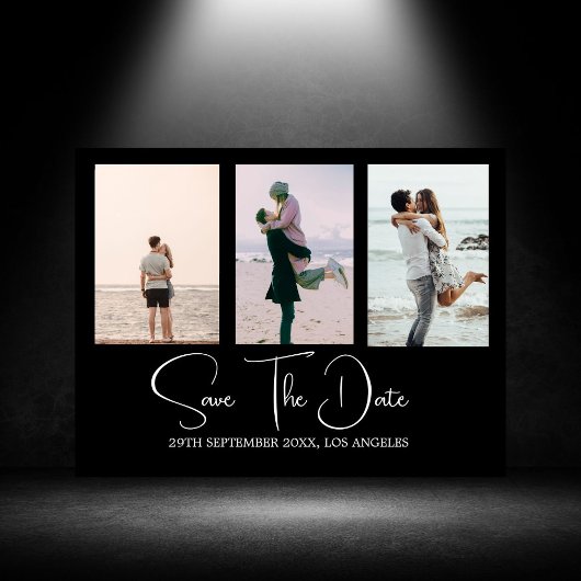 Zwart Wit Foto Moderne Bruiloft Save The Date Feestdagenkaart