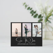 Zwart Wit Foto Moderne Bruiloft Save The Date Feestdagenkaart (Staand voorkant)