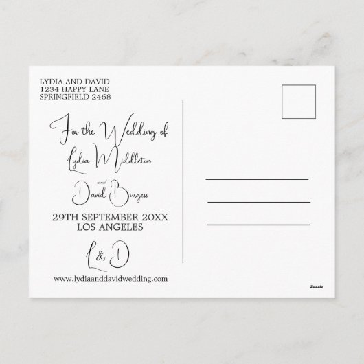 Zwart Wit Foto Moderne Bruiloft Save The Date Feestdagenkaart (Achterkant)