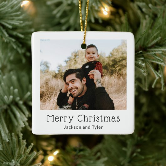 Zwart-wit Foto Moderne Kerstmis Keramisch Ornament (Boom)