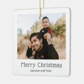 Zwart-wit Foto Moderne Kerstmis Keramisch Ornament (Links)