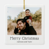 Zwart-wit Foto Moderne Kerstmis Keramisch Ornament (Achterkant)