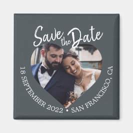 Zwart-wit foto moderne script save the date magneet