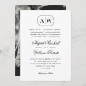 Zwart Wit Foto Monogram Huwelijk Kaart (Voorkant / Achterkant)