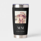 Zwart wit foto monogram initialen naam geïsoleerde drinkbeker (Voorkant)