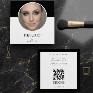 Zwart-wit foto MUA QR-code socials vierkant Vierkante Visitekaartje
