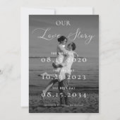 Zwart-wit foto Our Love Story Tijdlijn Trouwen Save The Date (Voorkant)