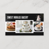 Zwart Wit Foto QR Code Bakery Visitekaartje (Voorkant)