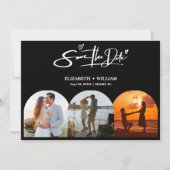 Zwart-wit foto QR-code Elegante bruiloft Save The Date (Voorkant)