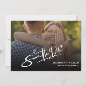 Zwart-wit foto QR-code Elegante bruiloft Save The Date (Voorkant)